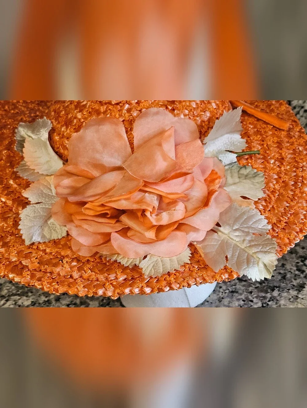 Vintage Straw Fascinator Derby Hat with Floral Accent